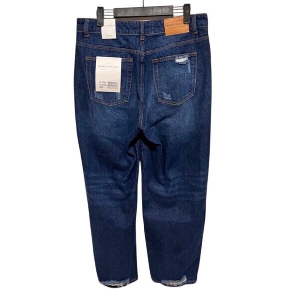 Monkey Ride Jeans High-Rise Distressed Dad Jeans Dark Blue Cotton Blend Size 11 - Picture 2 of 11